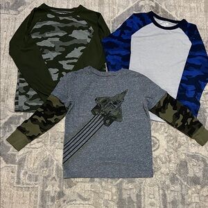 Kids Camouflage and Graphic Long Sleeve Shirt Set Size 5